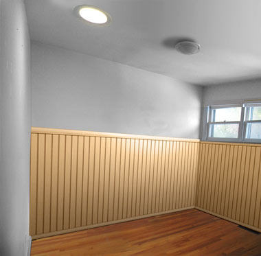 Image manipulation: Photoshop mockup of the room with wood panelling