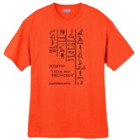 Hieroglyphic encoding of the text on the shirt - see if you can figure it out ...